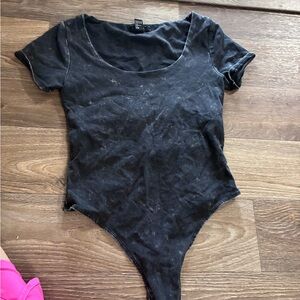 Forever 21 Black Scoop Neck Bodysuit - Short Sleeve